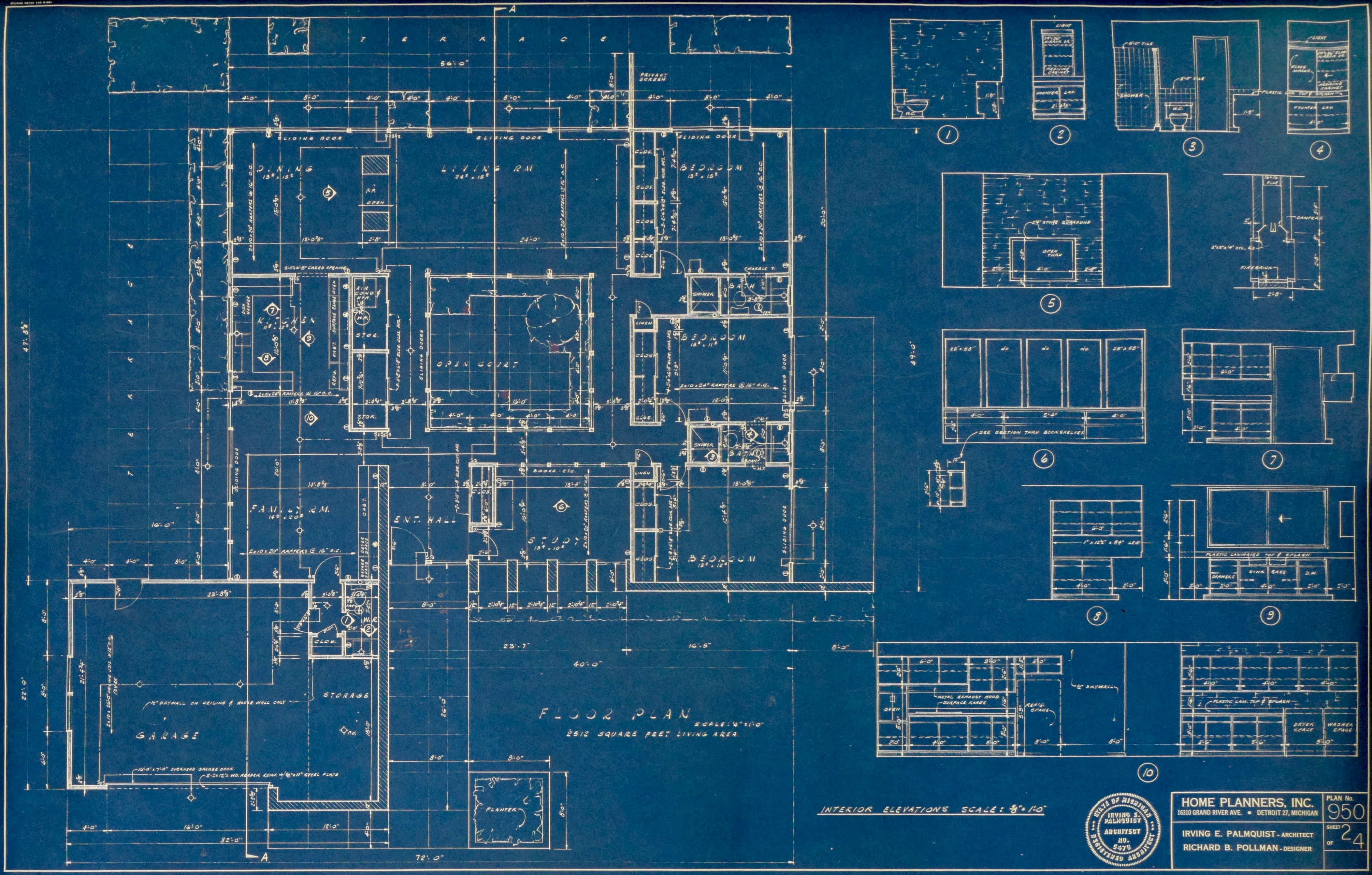 Original 1964 floor plan — Home Planners Inc.